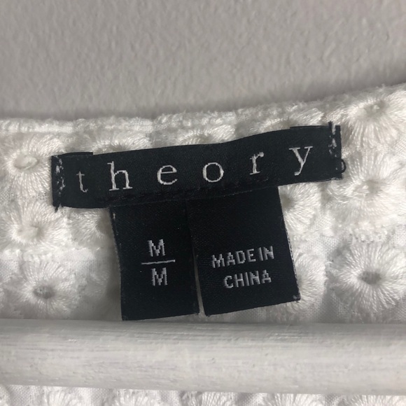 Theory Boho White Eyelet 100% Cotton Pullover Top - Picture 4 of 8